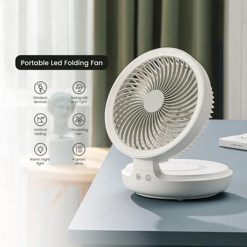 Foldable Table Fan With Adjustable Airflow And Night Light