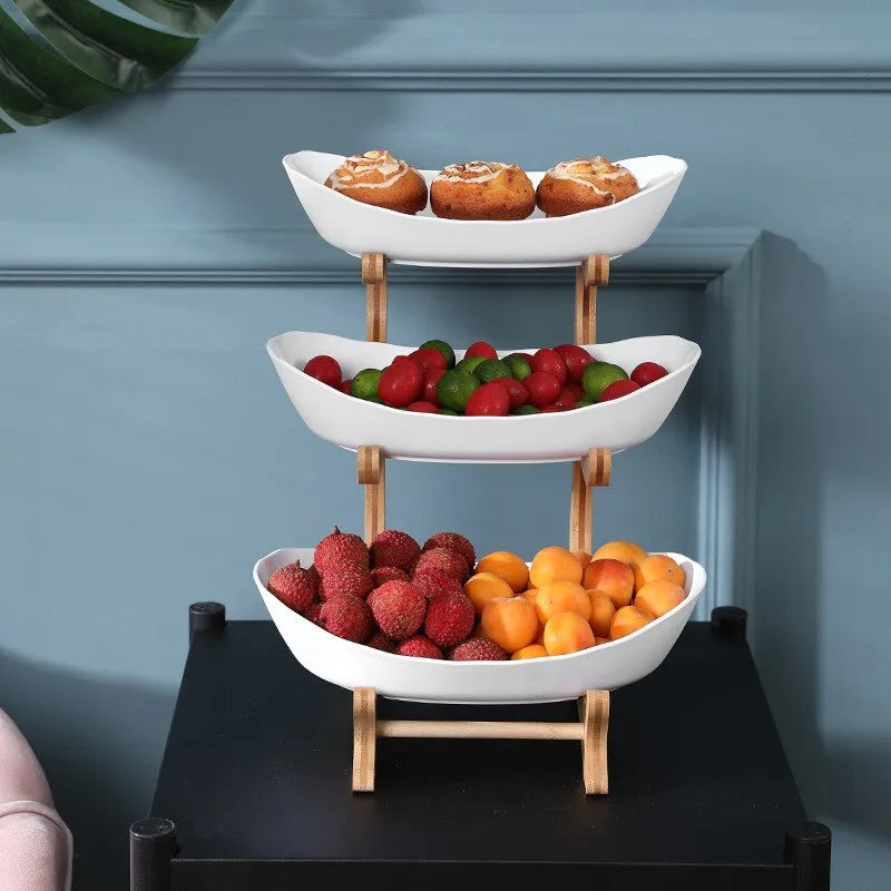 FruitTriad Triple-Tier Fruit Bowl With Compact Design For Fresh Fruit Storage