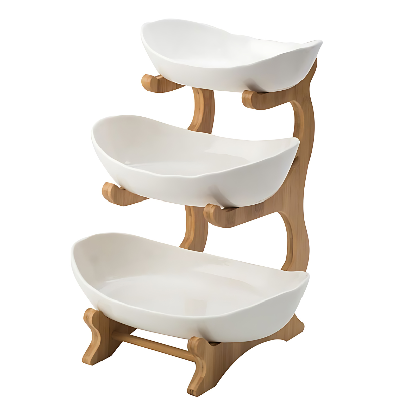 FruitTriad Triple-Tier Fruit Bowl With Compact Design For Fresh Fruit Storage