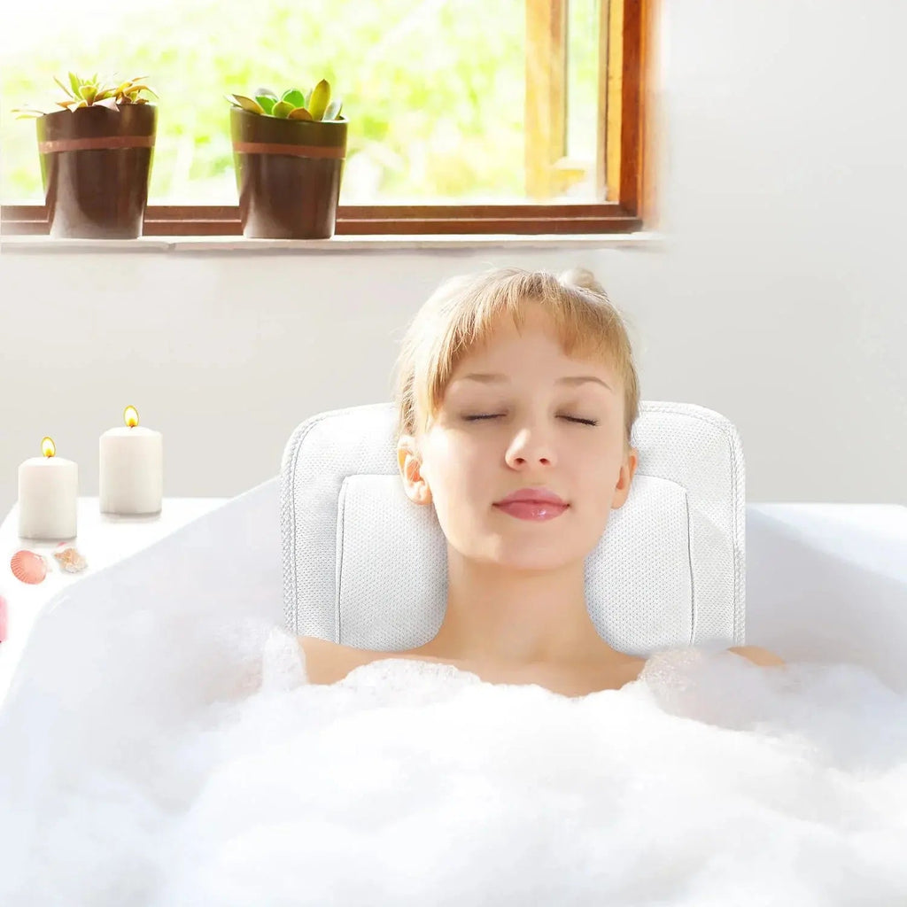 Relaxing Tub Bath Pillow With Non-Slip Backing For Breathable Comfort