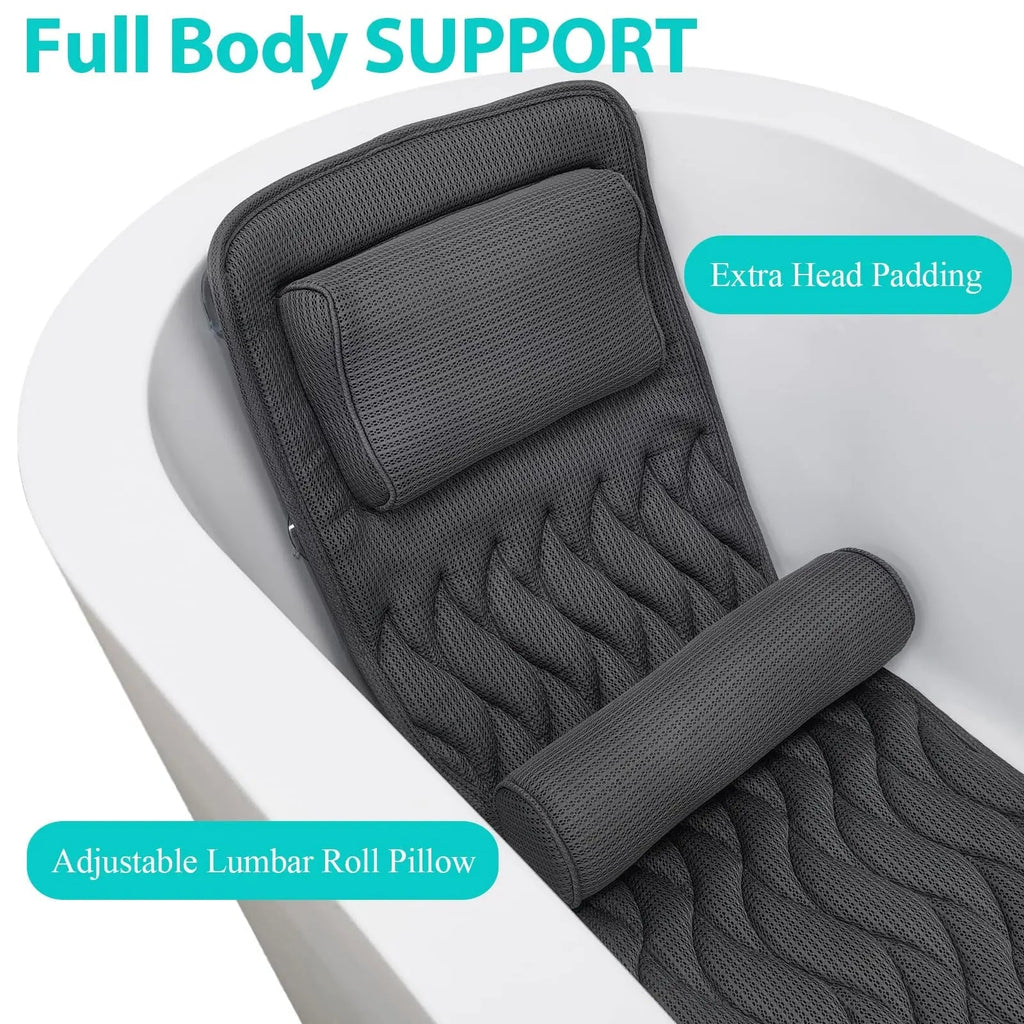 Relaxing Tub Bath Pillow With Non-Slip Backing For Breathable Comfort