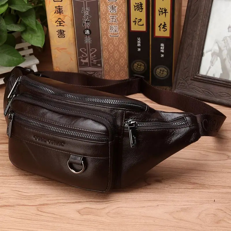 Genuine Cowhide Leather Waist Bag For Travel With Ample Storage