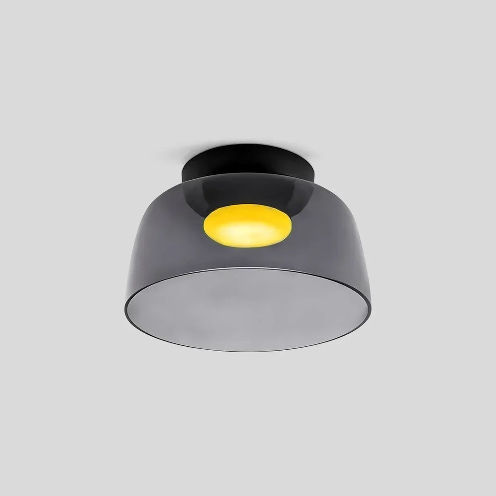 Cozy Bedroom Ceiling Fixture With Colored Glass Glow