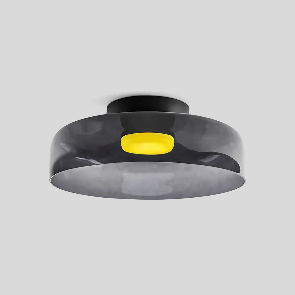 Cozy Bedroom Ceiling Fixture With Colored Glass Glow