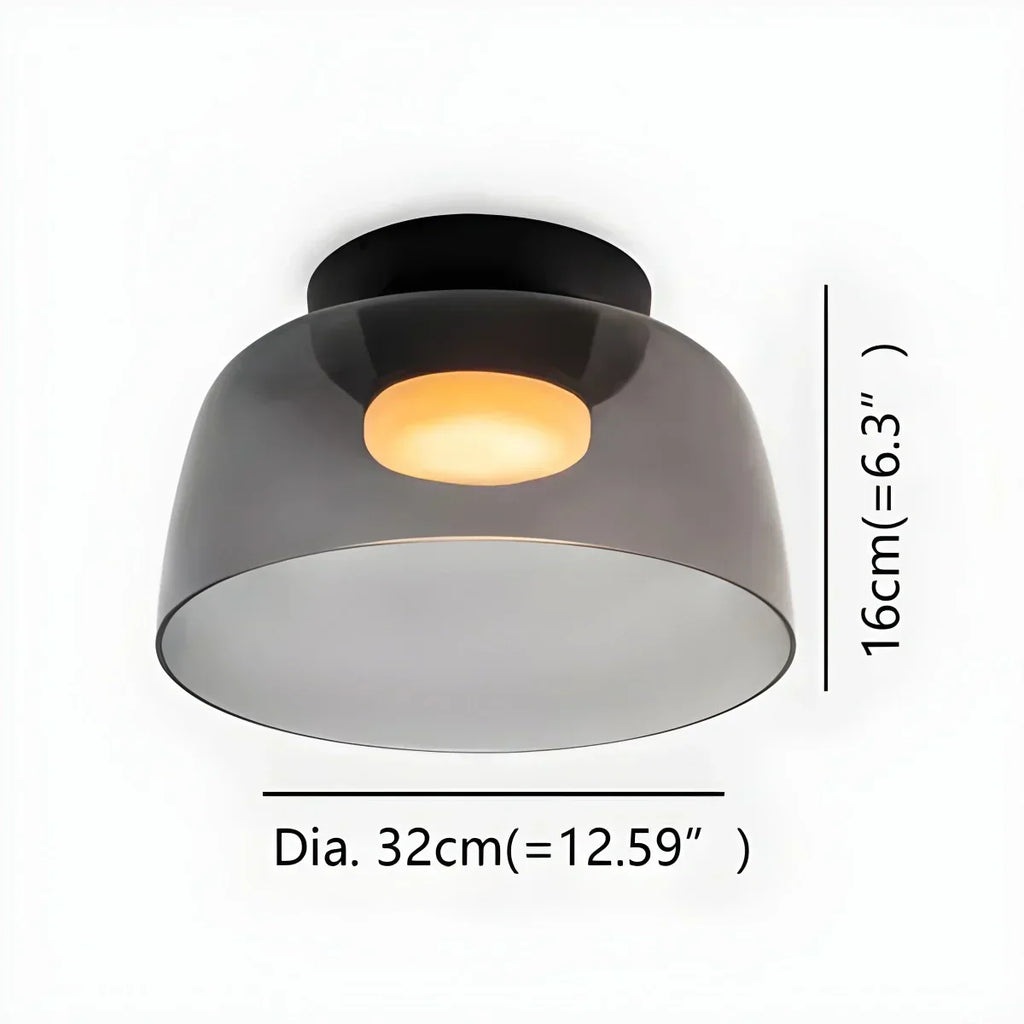 Cozy Bedroom Ceiling Fixture With Colored Glass Glow