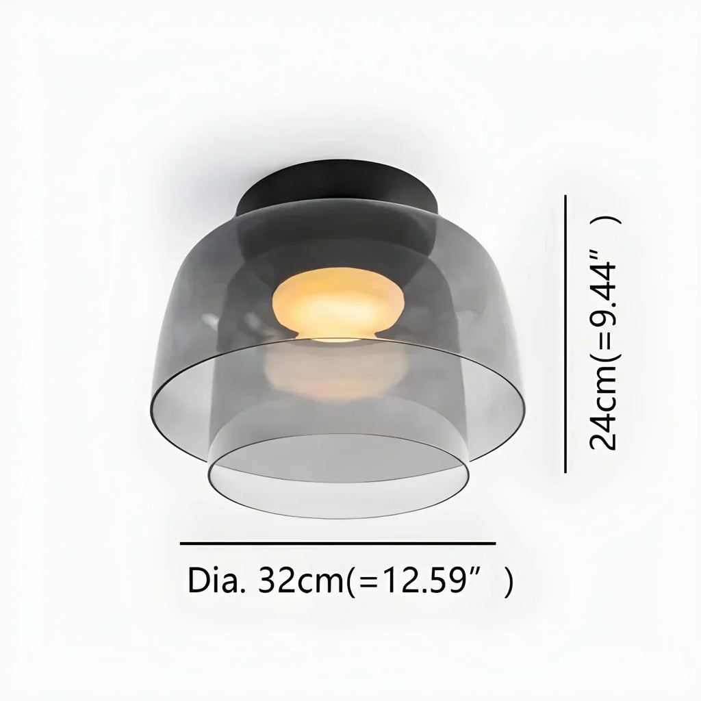 Cozy Bedroom Ceiling Fixture With Colored Glass Glow