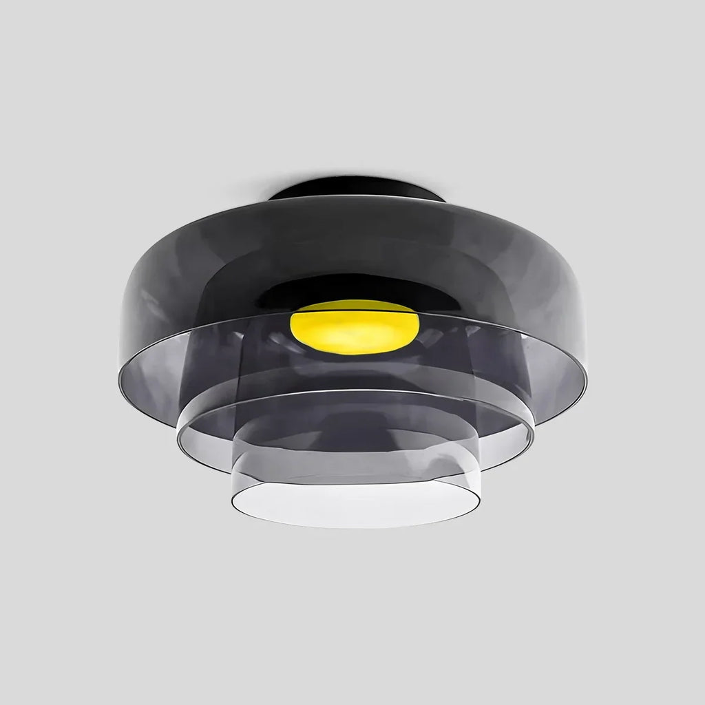 Cozy Bedroom Ceiling Fixture With Colored Glass Glow