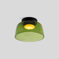 Cozy Bedroom Ceiling Fixture With Colored Glass Glow