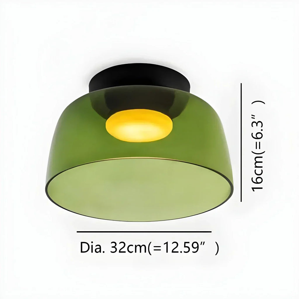 Cozy Bedroom Ceiling Fixture With Colored Glass Glow