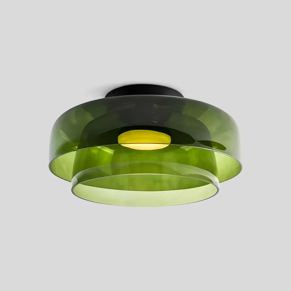 Cozy Bedroom Ceiling Fixture With Colored Glass Glow