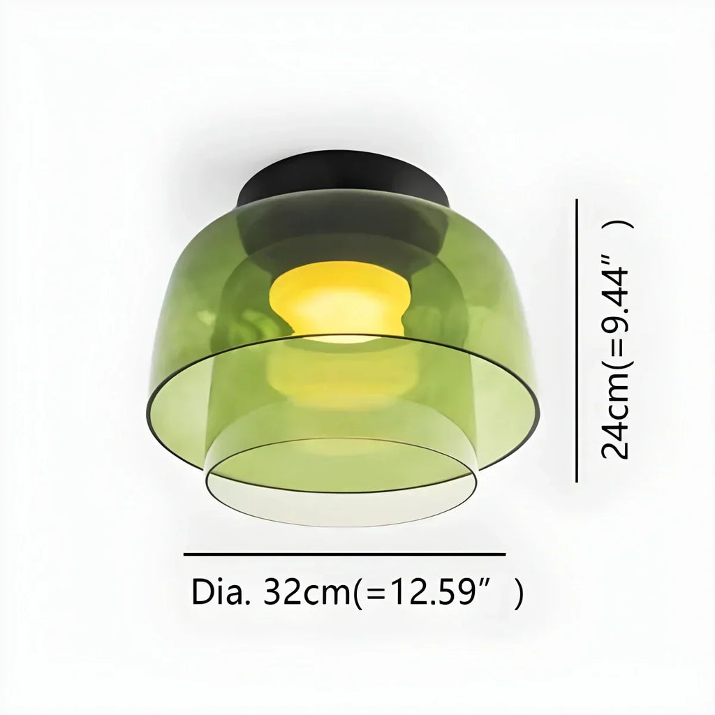 Cozy Bedroom Ceiling Fixture With Colored Glass Glow