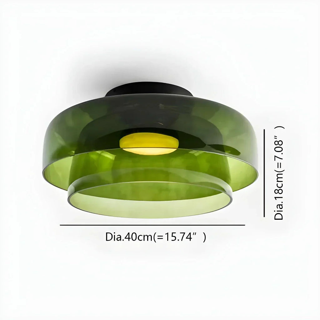Cozy Bedroom Ceiling Fixture With Colored Glass Glow