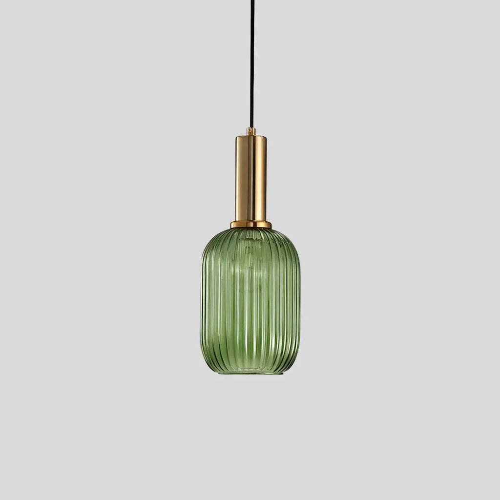 Nordic Glass Pendant Light With Striped Shade Design