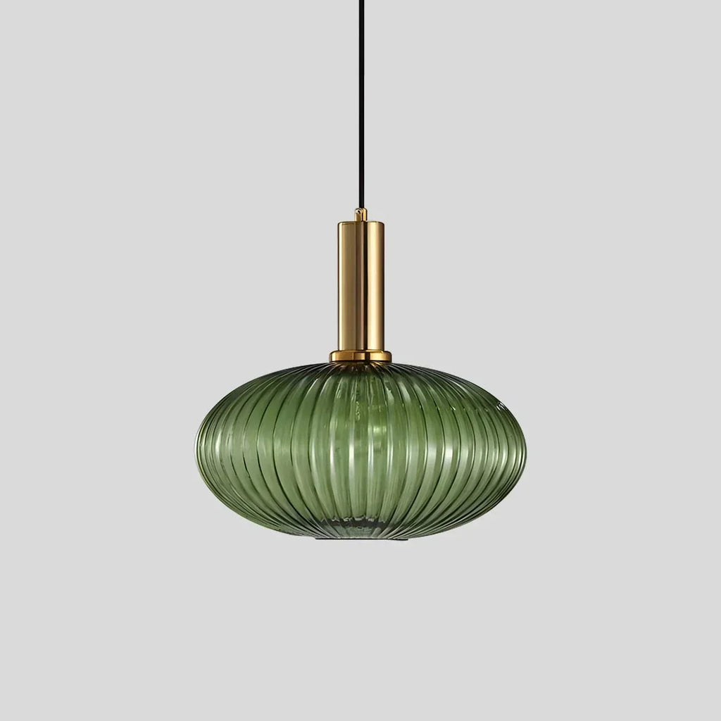 Nordic Glass Pendant Light With Striped Shade Design