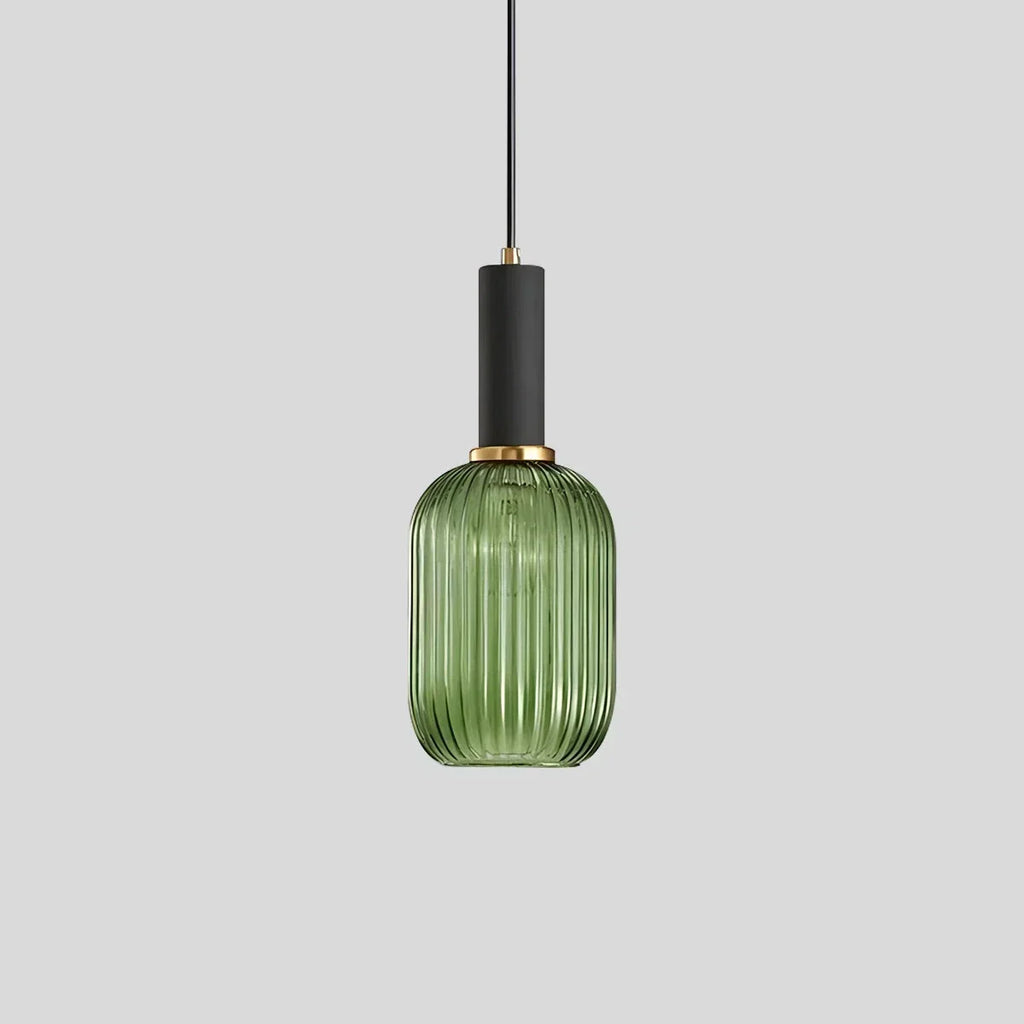 Nordic Glass Pendant Light With Striped Shade Design