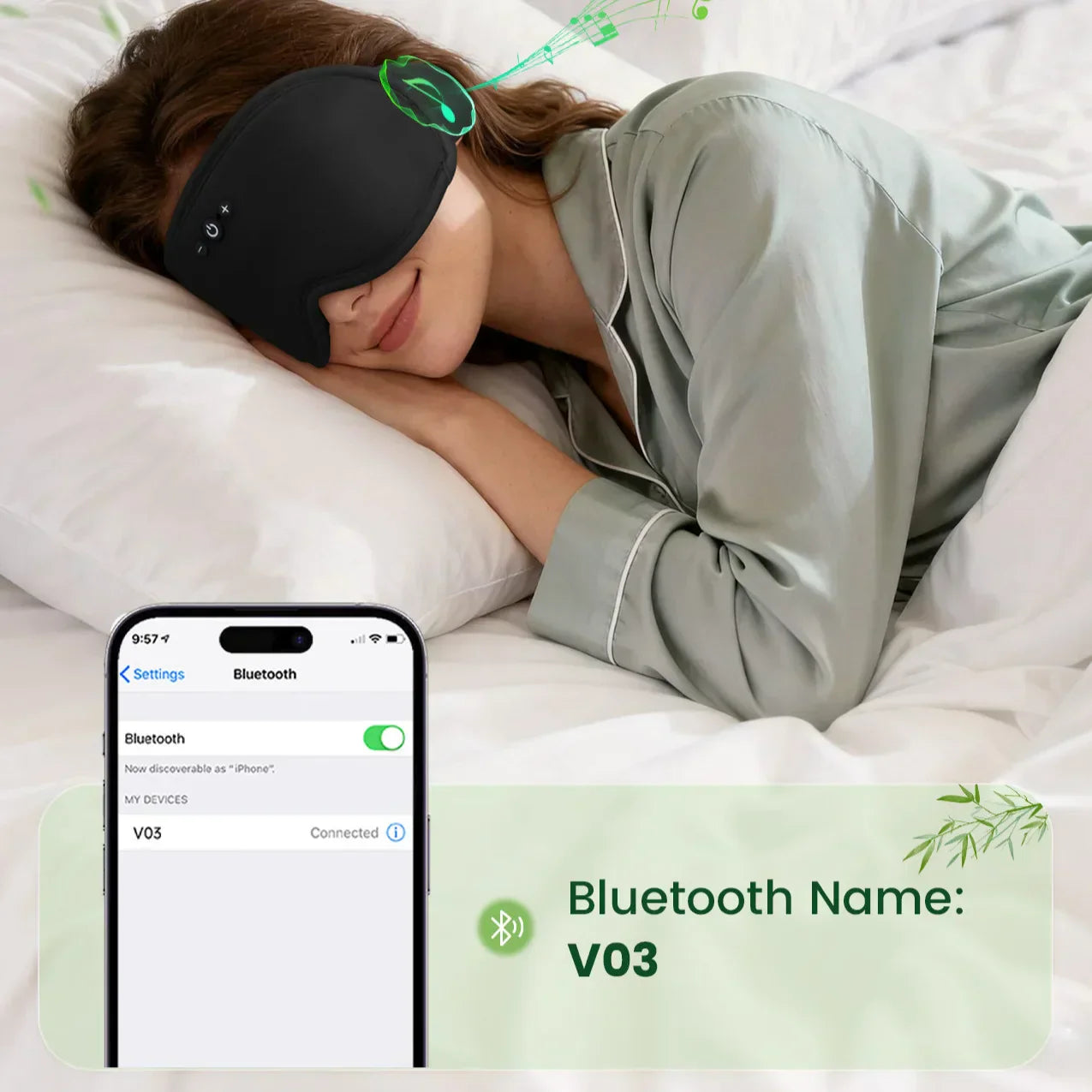Serenity Collection Wireless Eye Mask With Bluetooth 5.4 For Restful Sleep