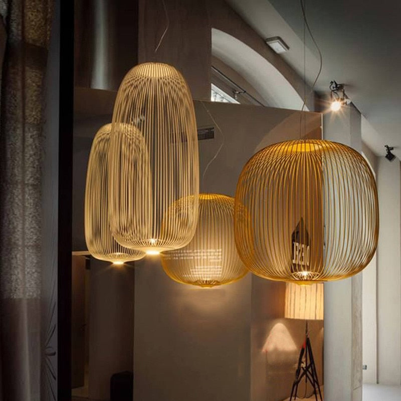 Lyra Spokes Pendant Light, Hanging Fixture, 52 Cm Diameter, 200 Cm Height