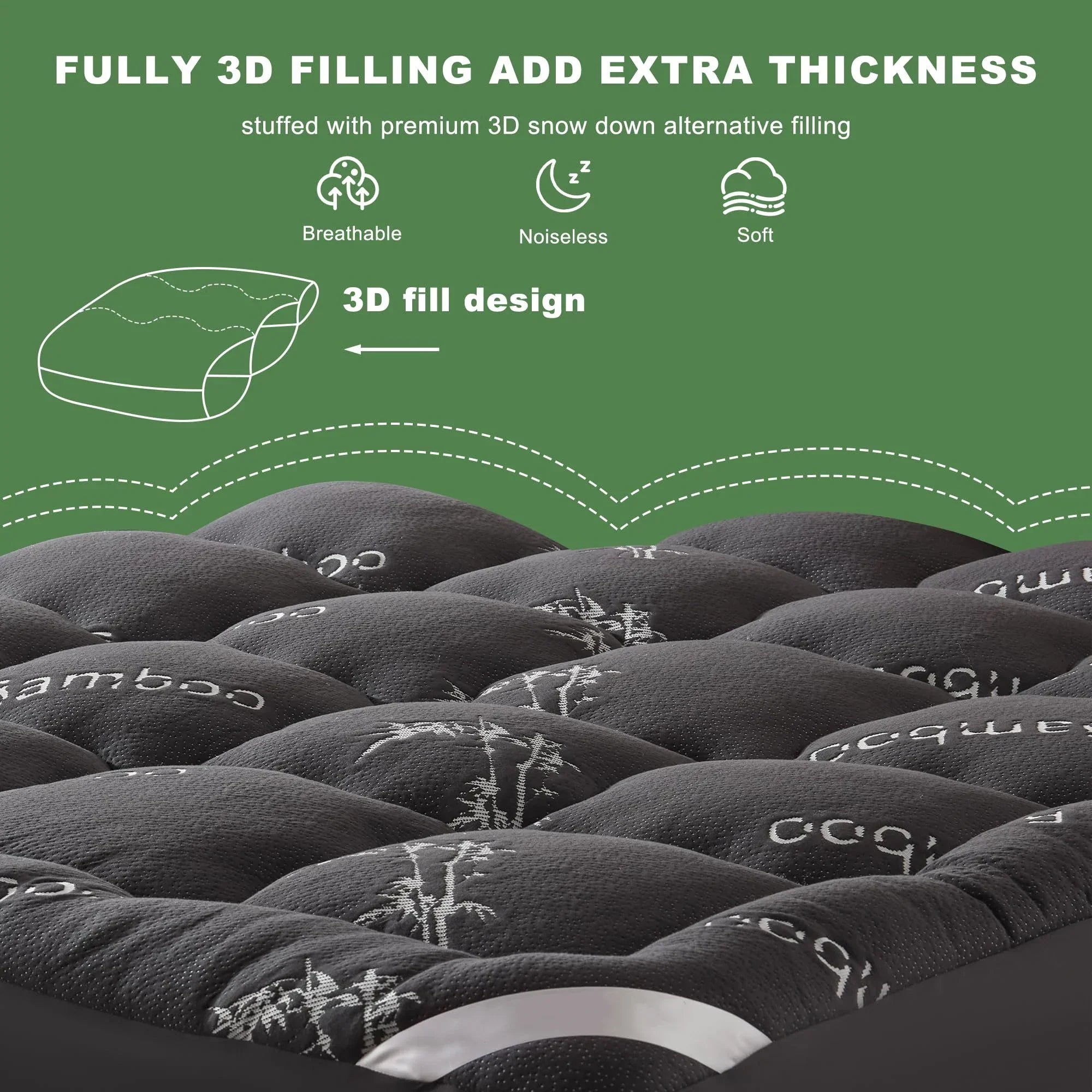 EcoComfort Collection Quilted Waterproof and Breathable Mattress Protector Bamboo Viscose