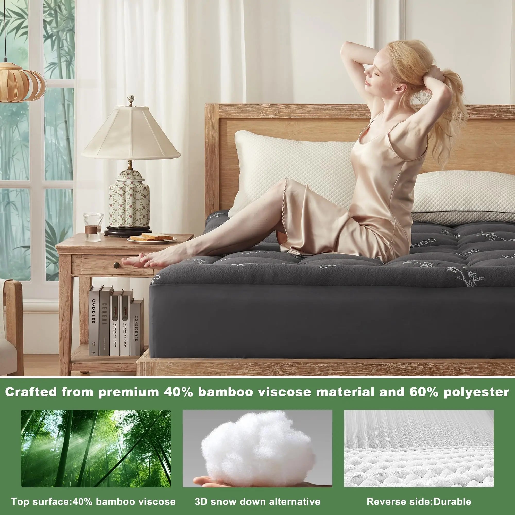 EcoComfort Collection Quilted Waterproof and Breathable Mattress Protector Bamboo Viscose