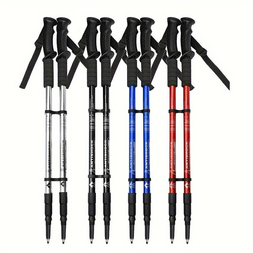 Hikemaster Pro Adjustable Trekking Poles In Aluminum With Shock Absorption For Outdoors