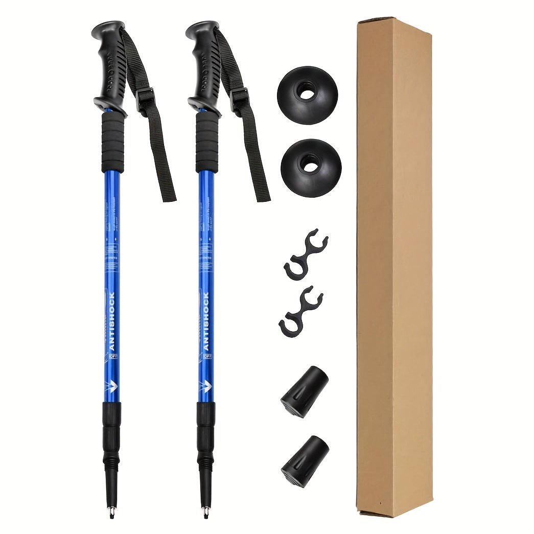 Hikemaster Pro Adjustable Trekking Poles In Aluminum With Shock Absorption For Outdoors