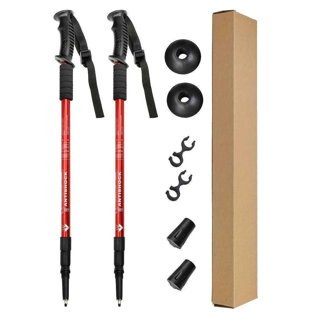 Hikemaster Pro Adjustable Trekking Poles In Aluminum With Shock Absorption For Outdoors