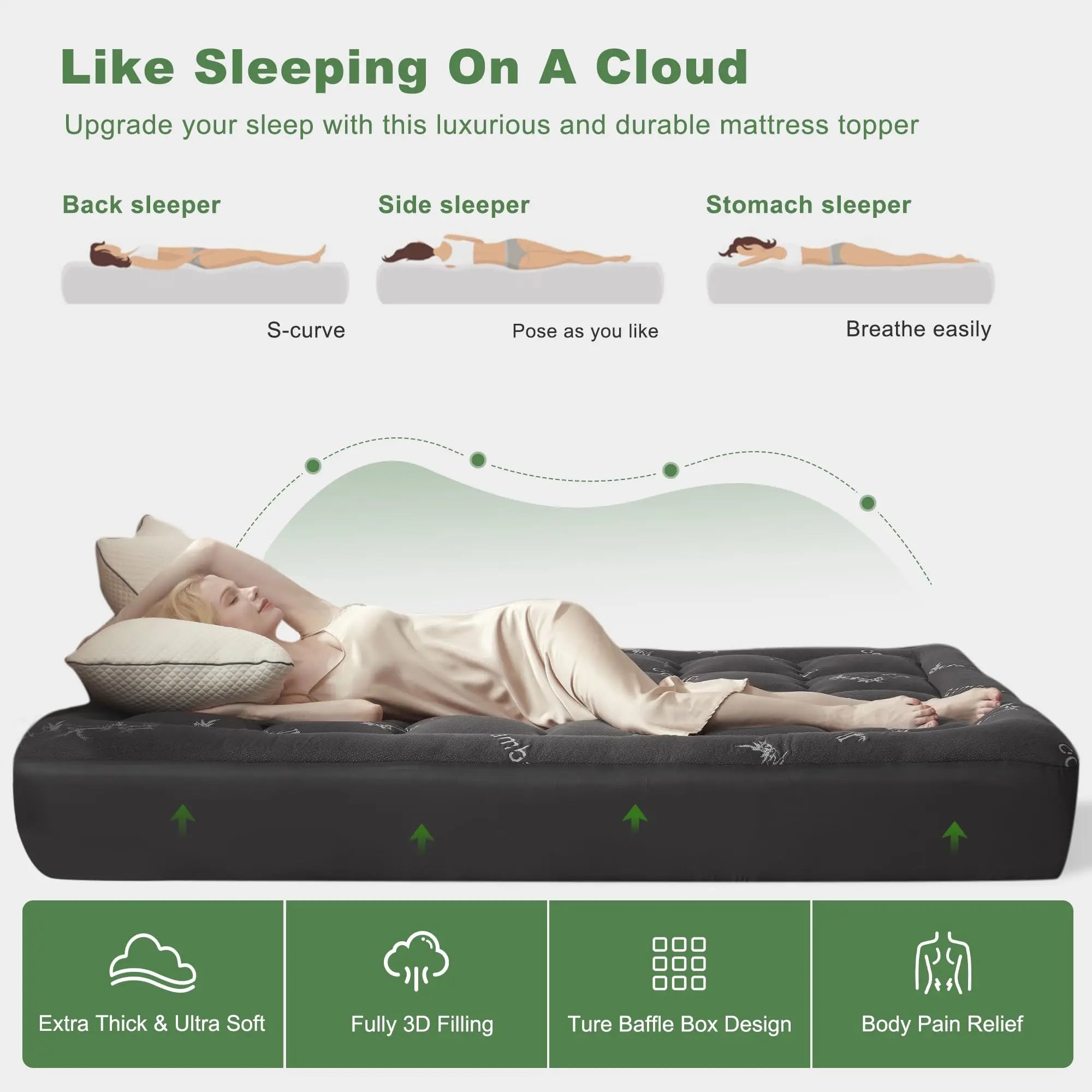 EcoComfort Collection Quilted Waterproof and Breathable Mattress Protector Bamboo Viscose