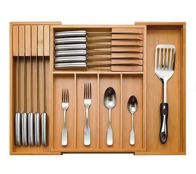 EcoCraft Bamboo Organizer For Drawers With Adjustable Compartments