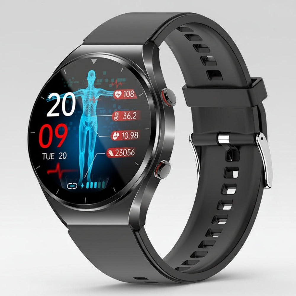 Health Tracker Smartwatch With ECG Monitoring For Daily Wellness And Waterproof Build