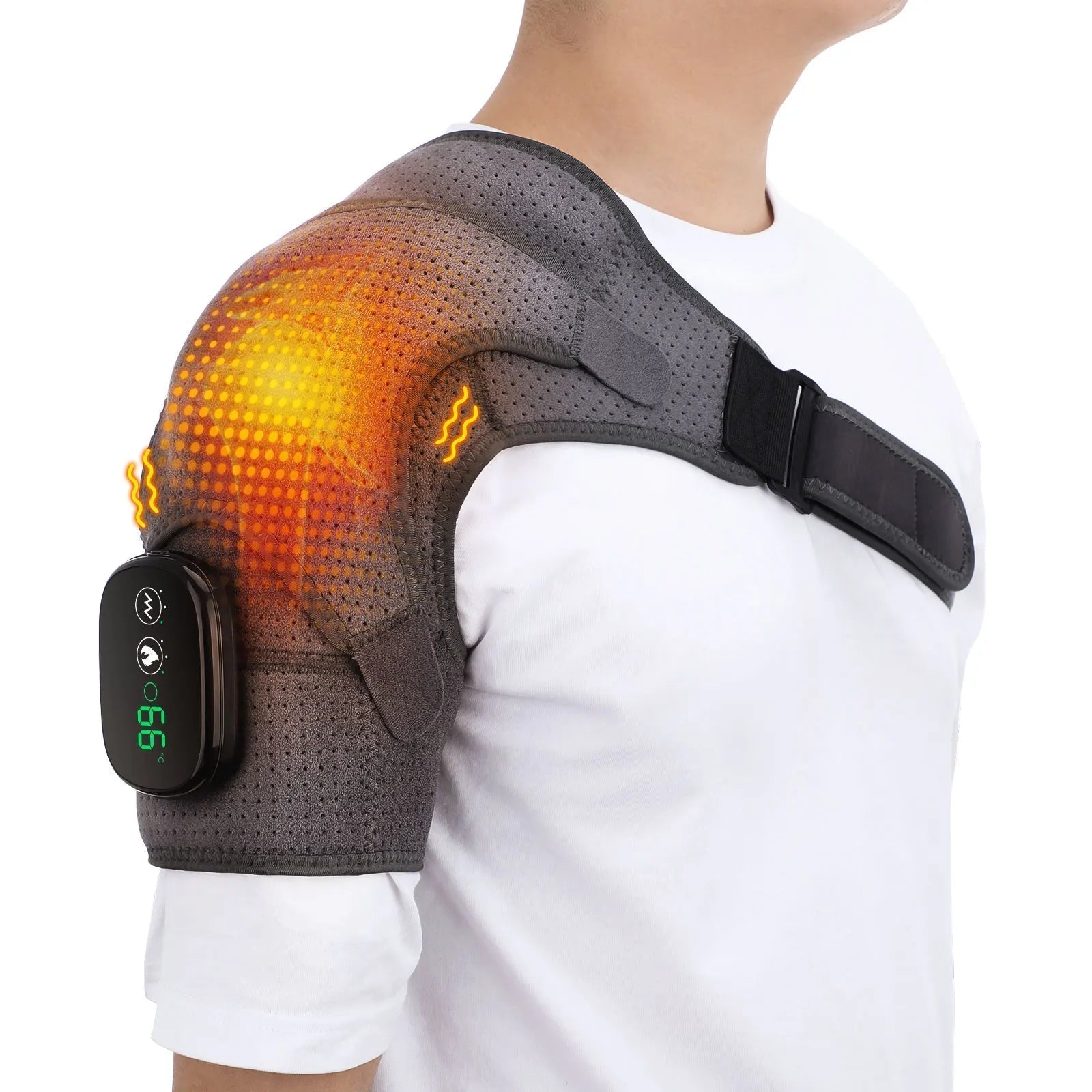 Shoulder Warmer Support With Adjustable Heat And Vibration