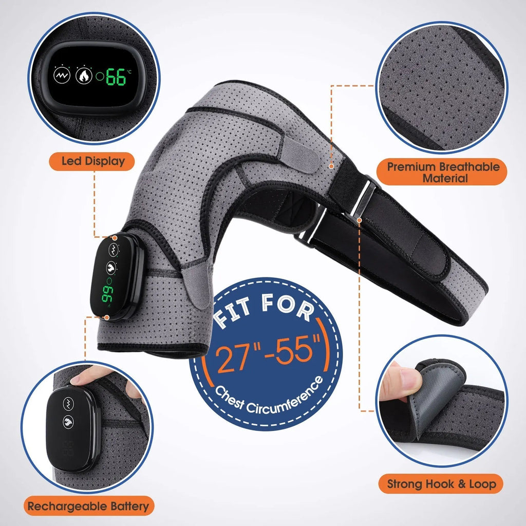 Shoulder Warmer Support With Adjustable Heat And Vibration