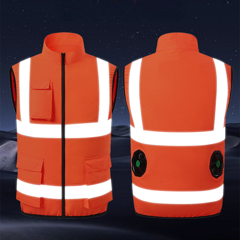 Men's Cooling Vest With Built-In Fans And Reflective Stripes