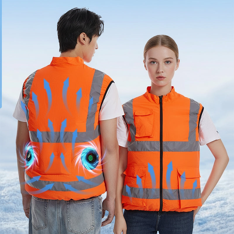 Men's Cooling Vest With Built-In Fans And Reflective Stripes