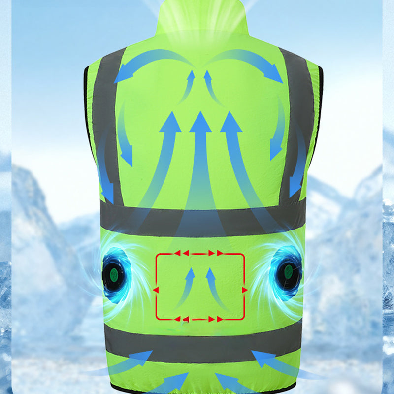 Men's Cooling Vest With Built-In Fans And Reflective Stripes