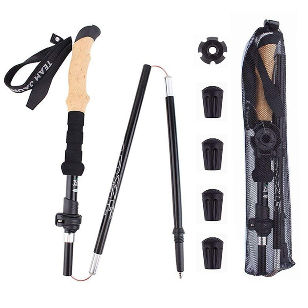 Hiking Companion Ultralight Telescoping Walking Stick Ergonomic Grip Adjustable Length