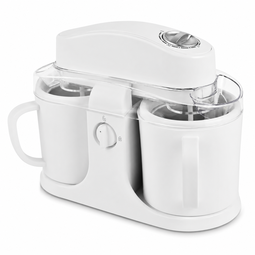 Home Treats Dual Bowl Ice Cream Maker With Easy One Knob Control
