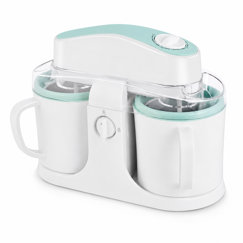 Home Treats Dual Bowl Ice Cream Maker With Easy One Knob Control