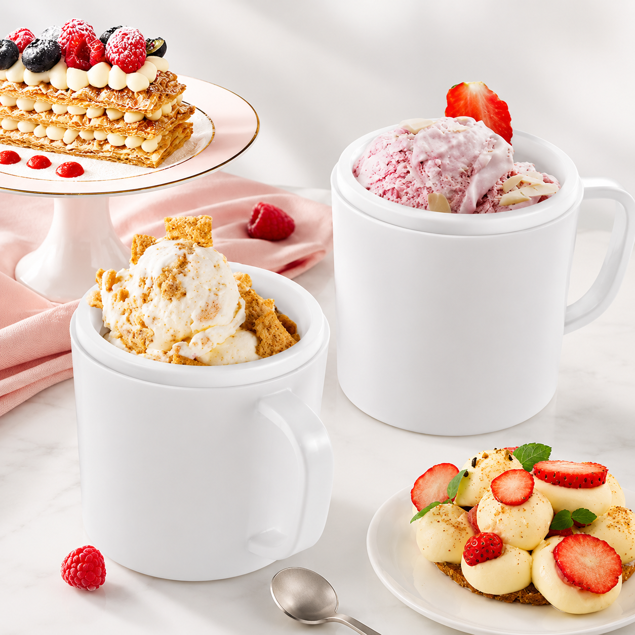 Home Treats Dual Bowl Ice Cream Maker With Easy One Knob Control