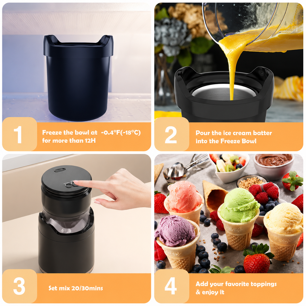 Homemade Delights Compact Ice Cream Appliance With Automatic Operation