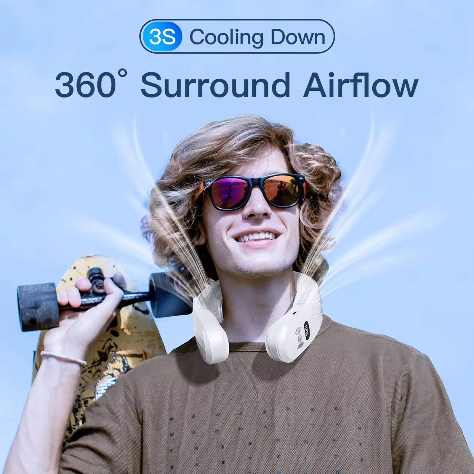 HulaZepyr Neck Band Fan With 360 Airflow And 8-Hour Battery For Cooling And Heating
