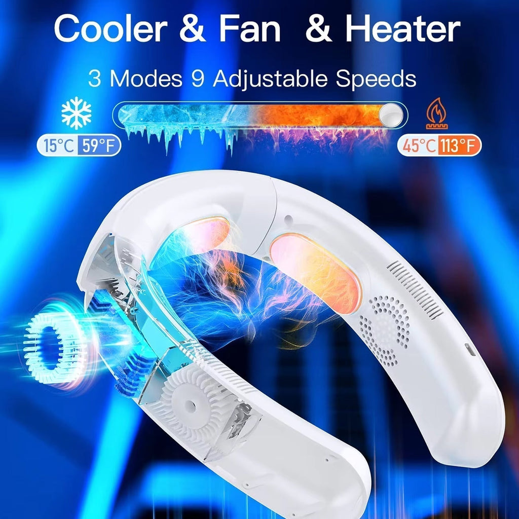 HulaZepyr Neck Band Fan With 360 Airflow And 8-Hour Battery For Cooling And Heating