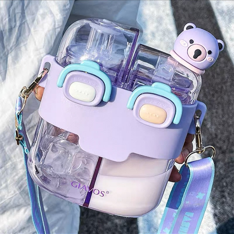 Hydration Buddy Water Bottle For Kids With Double-Bin Design