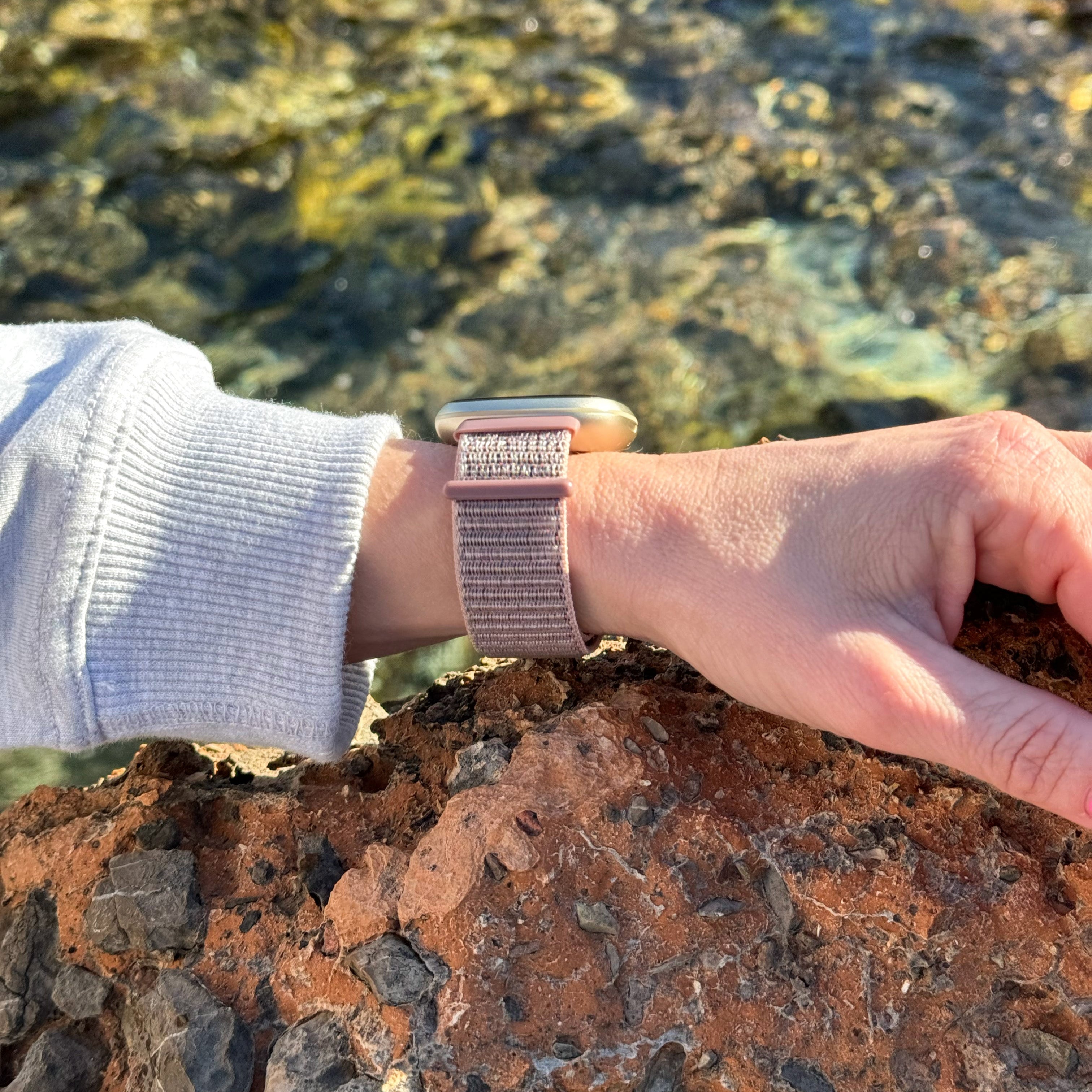 Grey And Pink Nylon Replacement Band For Fitbit Versa 3