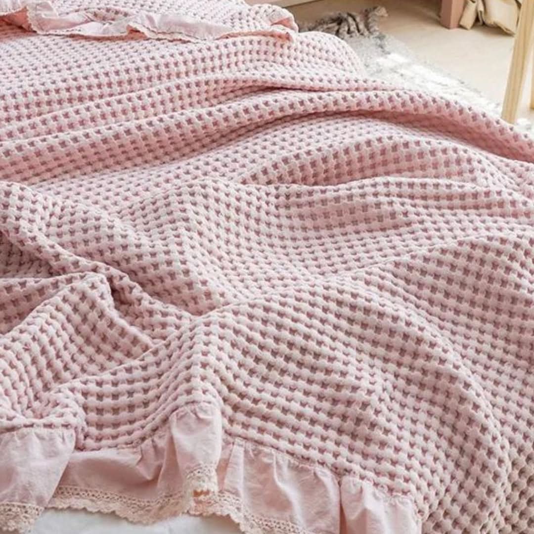 INA Waffle Texture Blanket For All Season Comfort And Soft Warmth