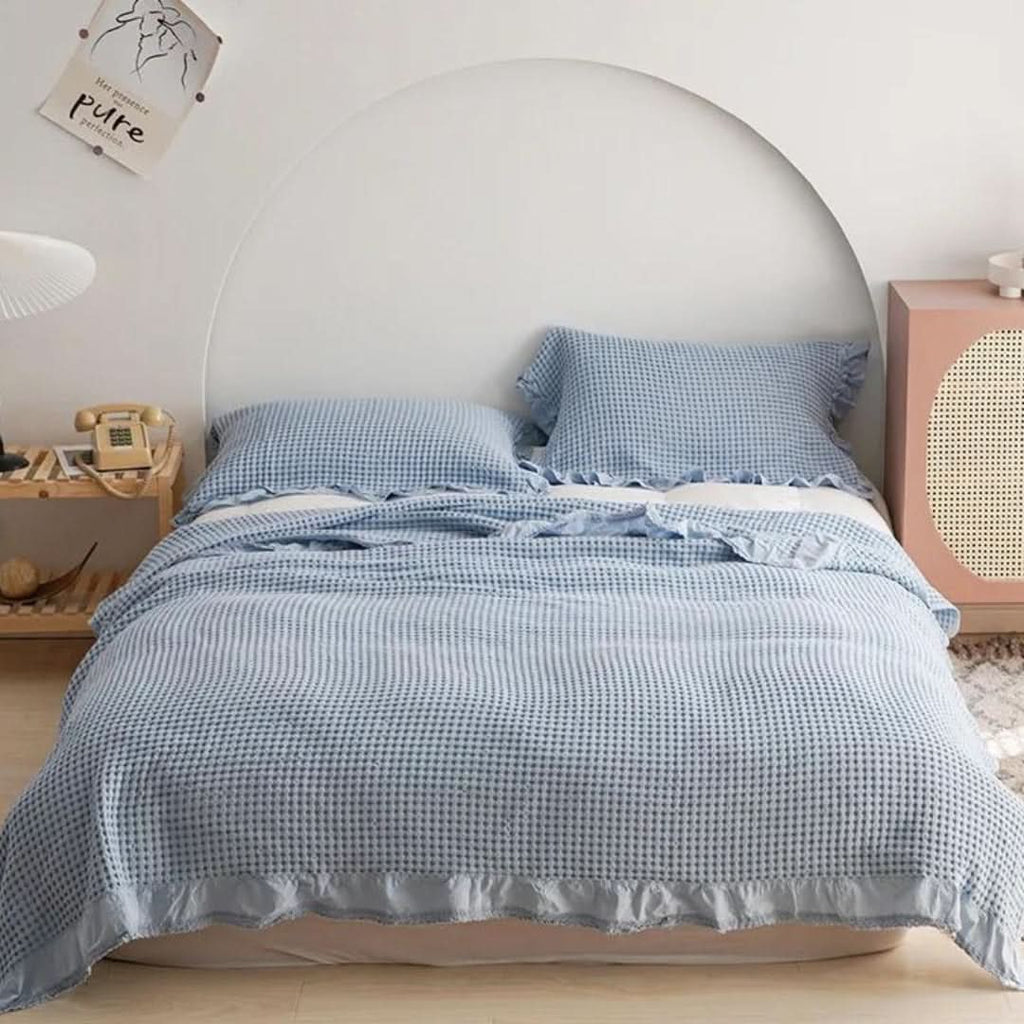 INA Waffle Texture Blanket For All Season Comfort And Soft Warmth