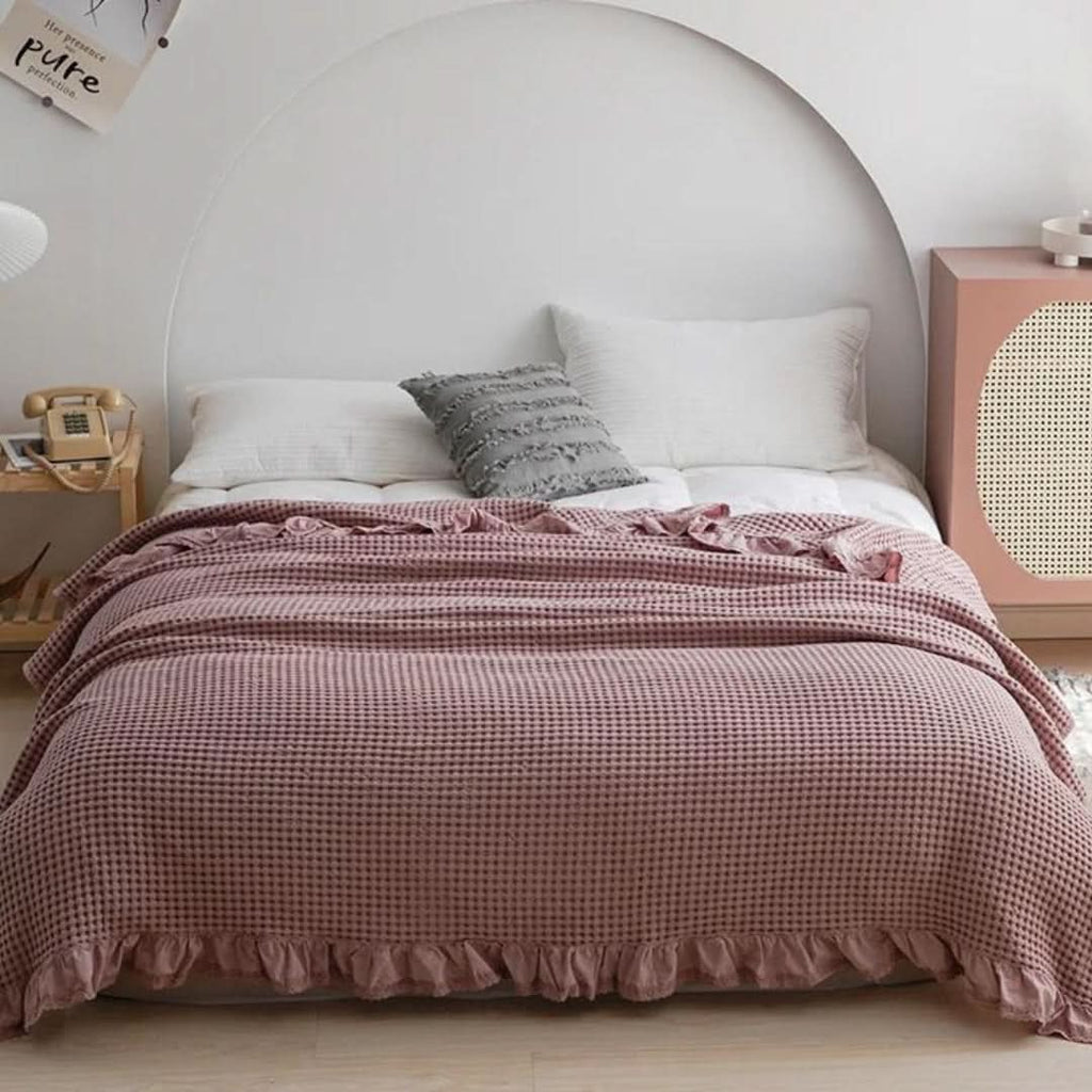 INA Waffle Texture Blanket For All Season Comfort And Soft Warmth