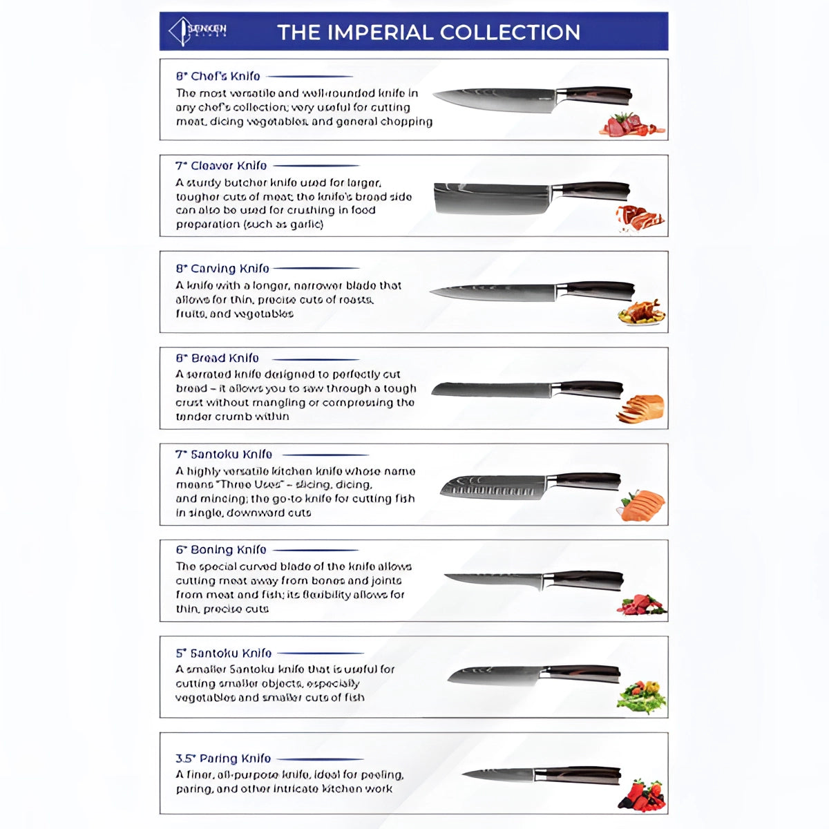 Imperial Collection Knife Set With Durable Steel Blades For Precision Cutting