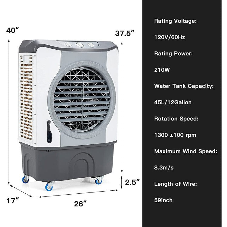Industrial 4-In-1 Evaporative Cooler With 45L Tank And Strong Airflow For Large Spaces