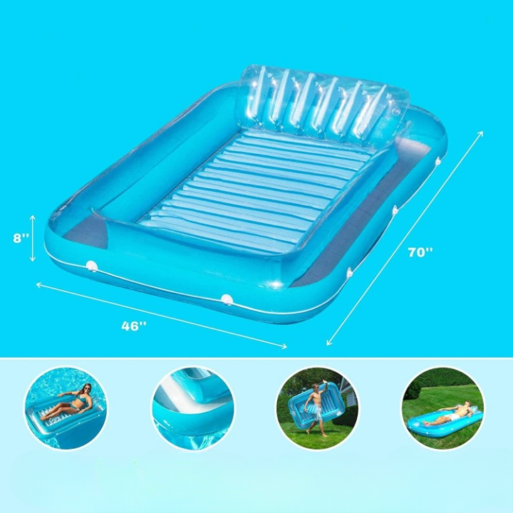 Inflatable Lounge Chair With Headrest And Cup Holders For Poolside Relaxation