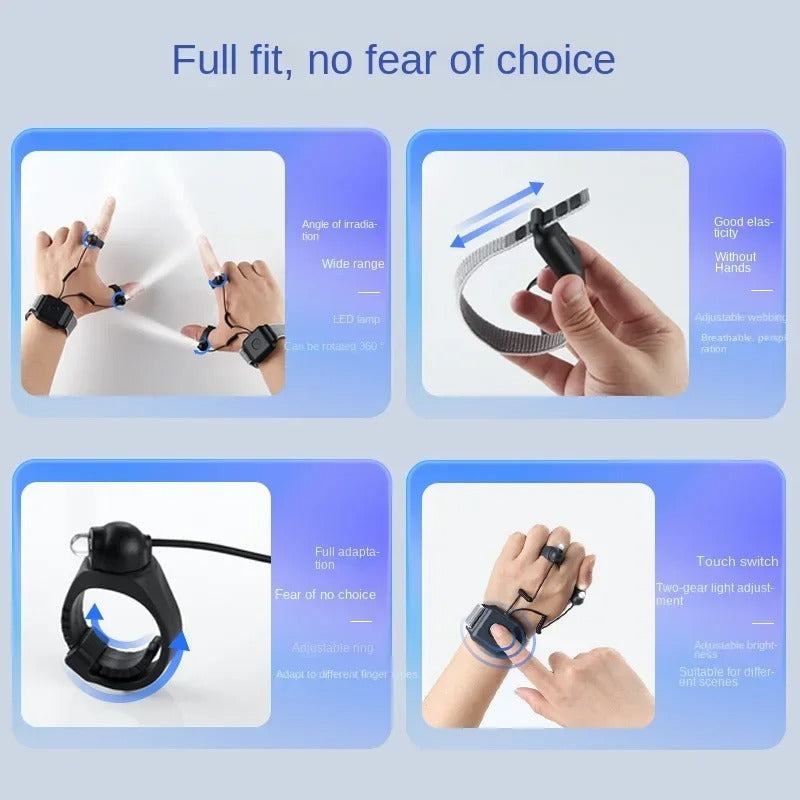 Rechargeable Hands-Free Ring Flashlight for Camping and Repairs